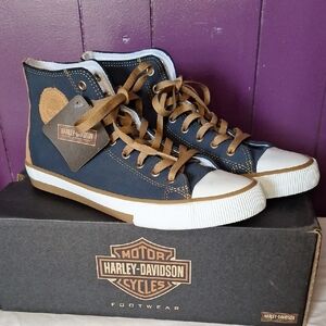 Harley-Davidson Women’s Navy and Brown High-Top Sneakers Toric